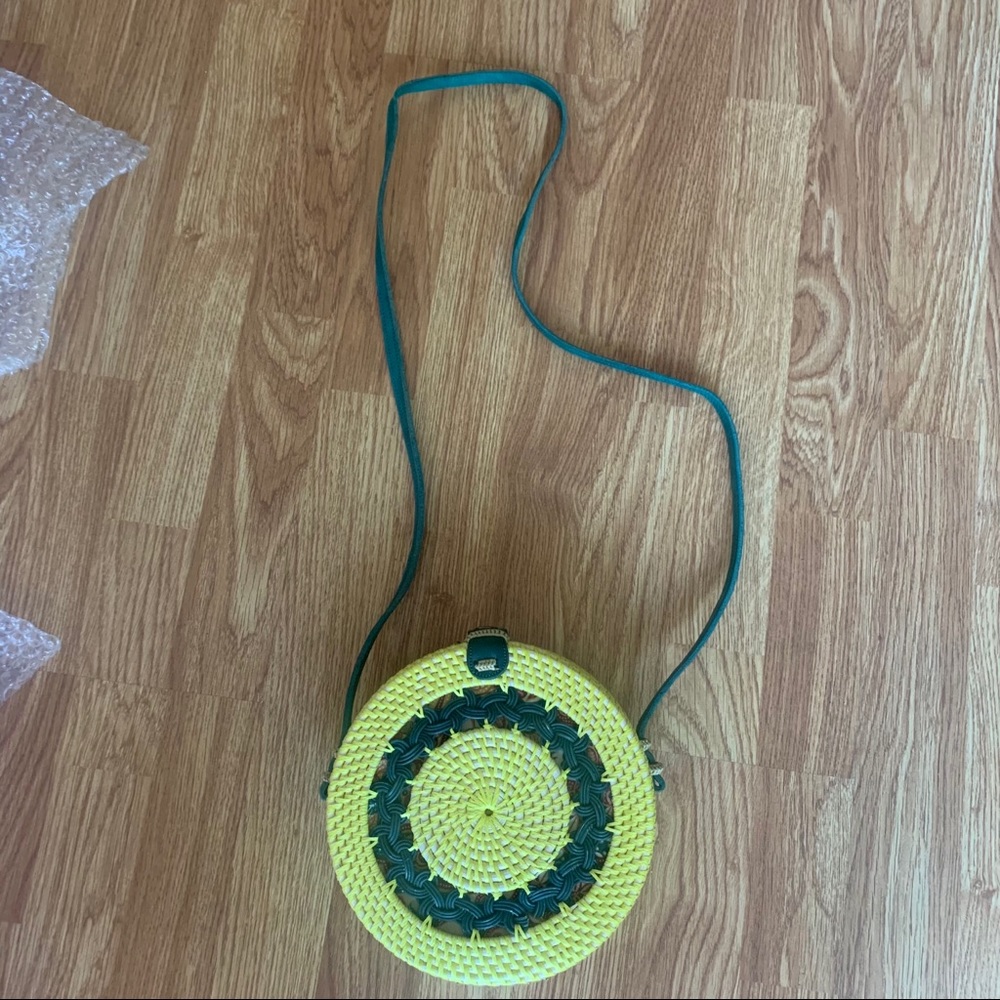 Yellow Round Rattan Bag - Picture 2 of 4
